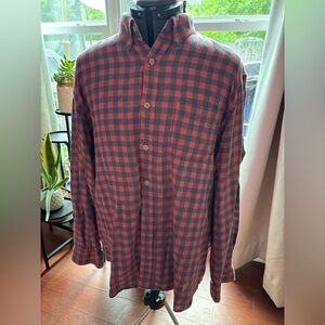Rowm Men’s XL Red and Blue Flannel Plaid Shirt. Long Sleeve. Button Down.
